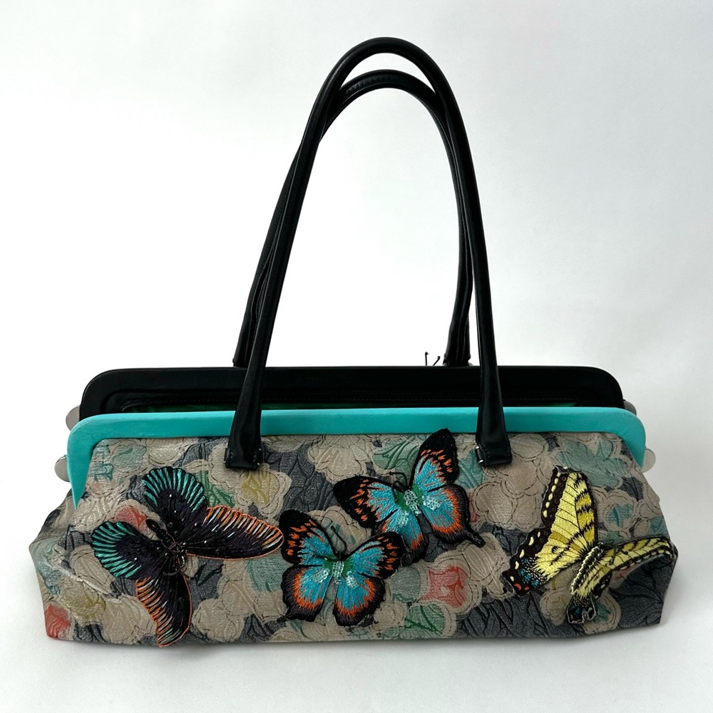 Bottega Veneta Black and Teal Butterfly Shoulder Bag - Picture 15 of 16